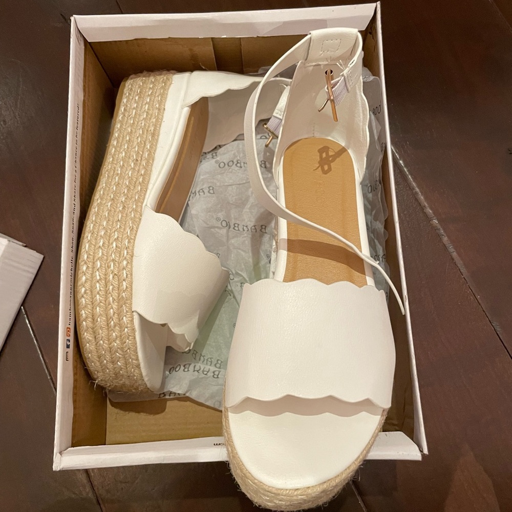 Never worn white platformed espadrilles